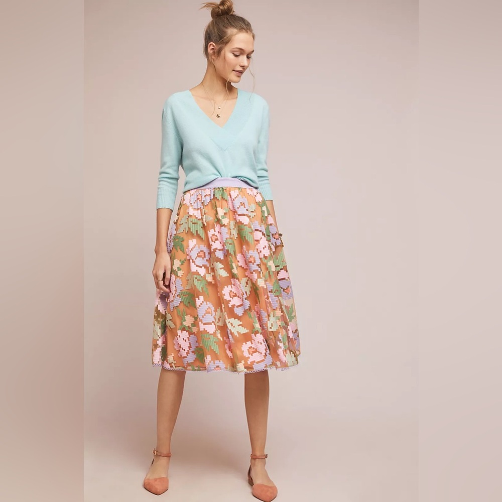 Anthropologie Floral A-Line Skirt - Multicolor